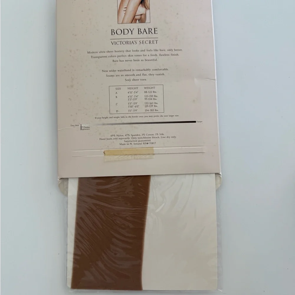 Victoria’s Secret Body Bare Hosiery 7 Denier Nude‎ Size B NWT Vintage